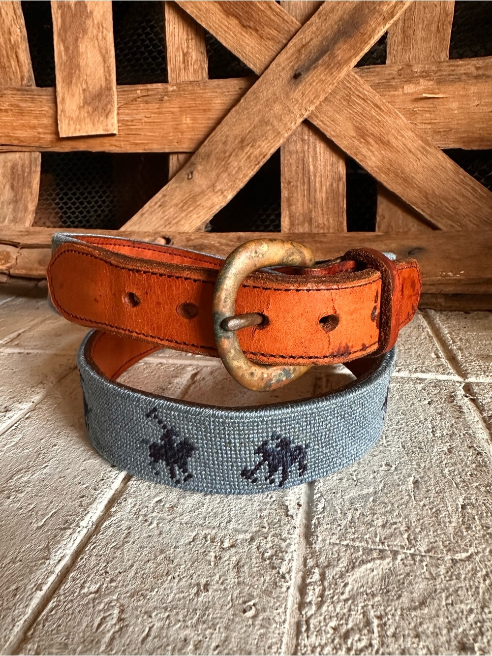 Vintage needlepoint polo belt size 34